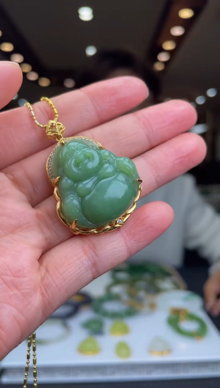 【闪购商品】定制和田玉银S925镶嵌天然和田玉多样性发其一