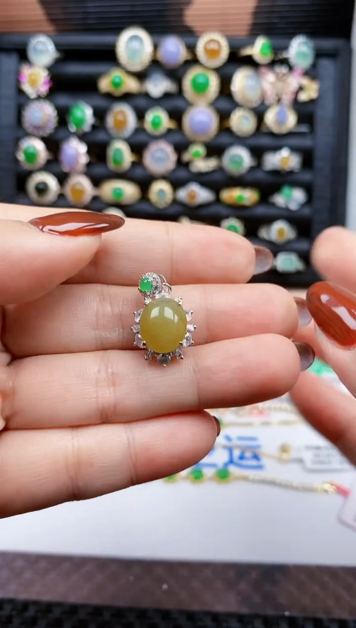 银S925镶嵌戒指翡翠345