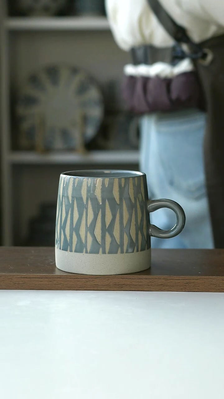 【闪购商品】陶瓷粗陶树影马克杯微瑕@4-2@