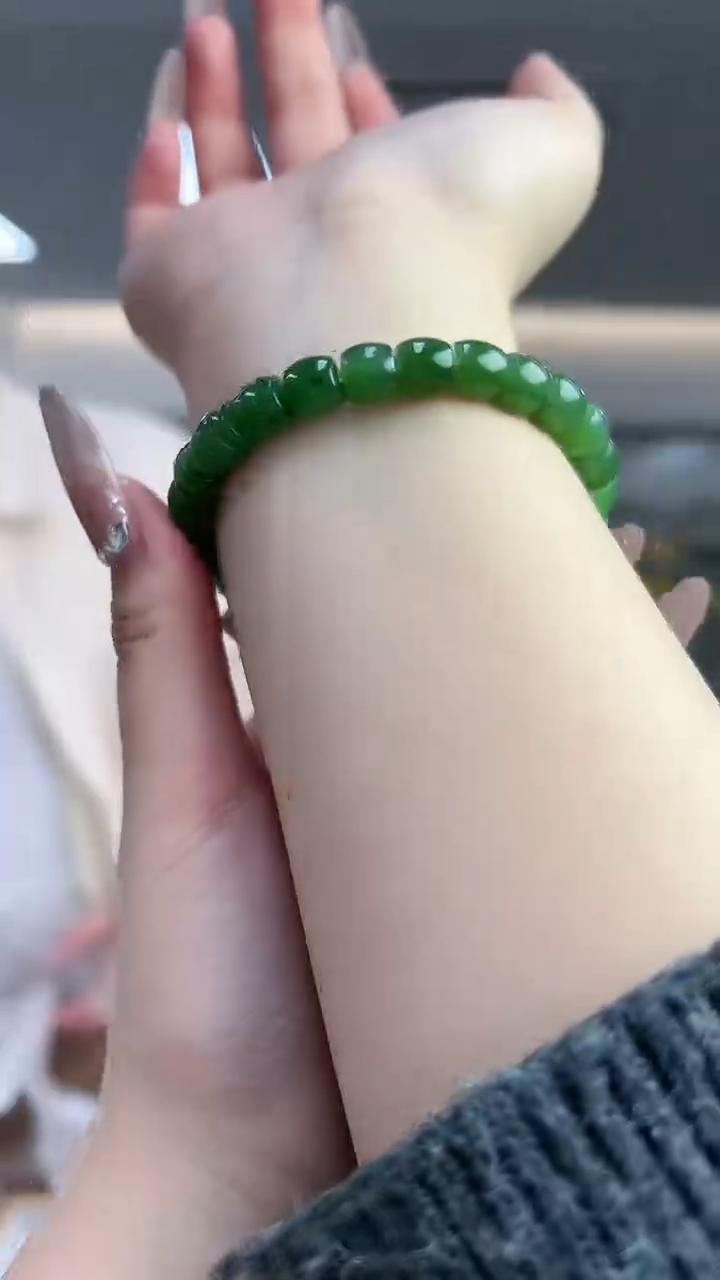 【闪购商品】和田玉老型直切18K金镶嵌手串-1362