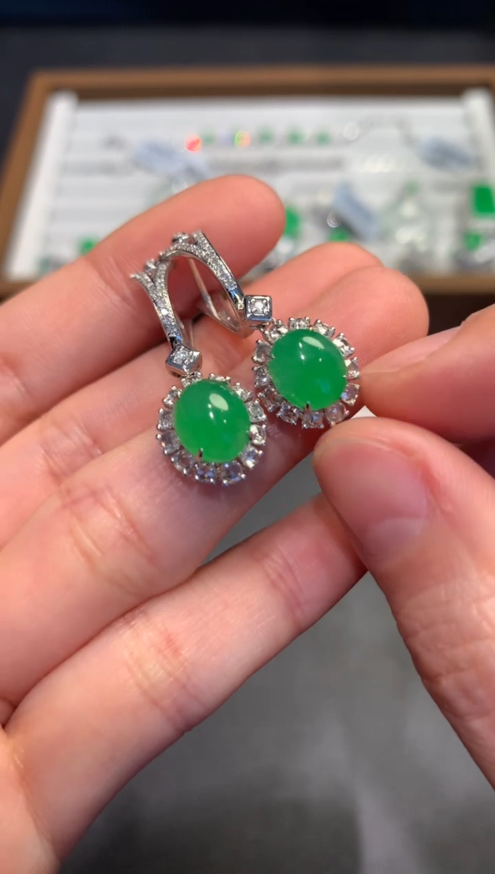 【闪购商品】翡翠耳饰18K金镶嵌A91-25000