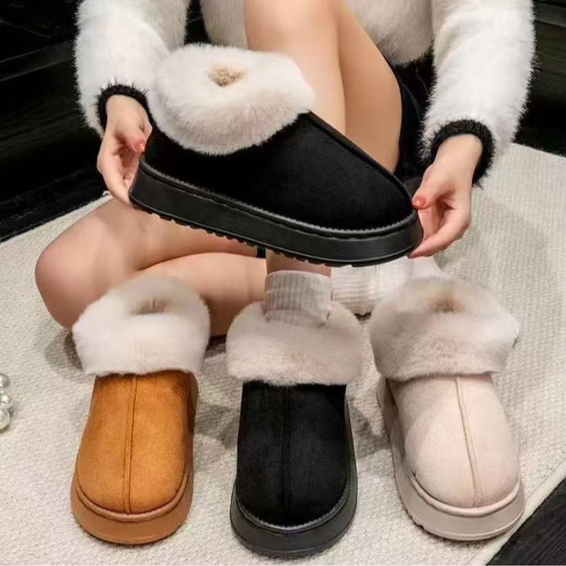  【年终特惠】包跟雪地靴女秋冬加绒保暖厚底外穿居家防滑毛毛棉鞋