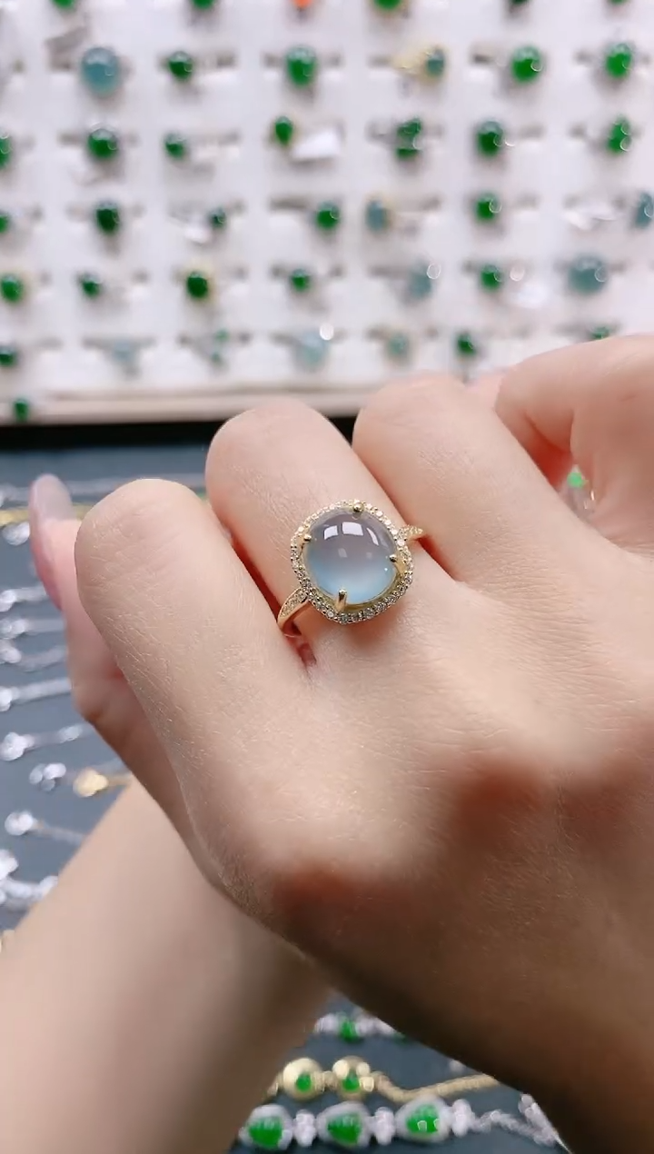 【闪购商品】翡翠戒指银S925镶嵌天然翡翠