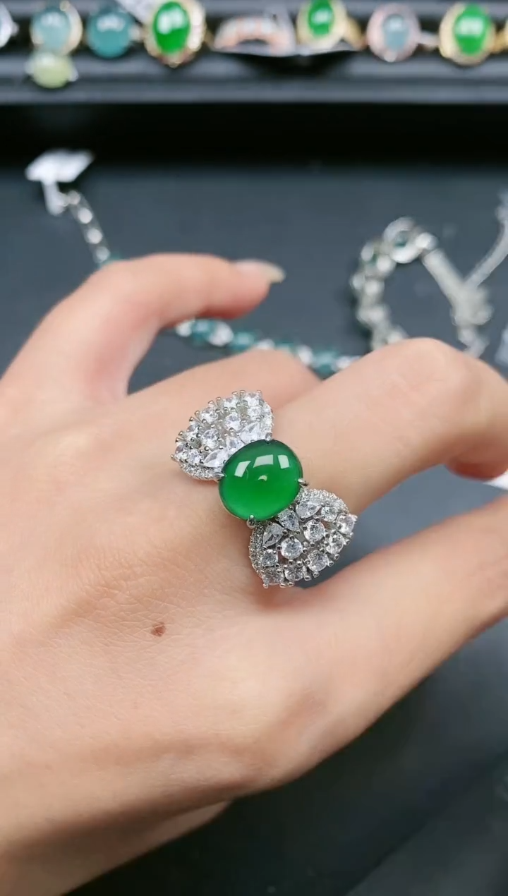 翡翠戒指银S925镶嵌1111111