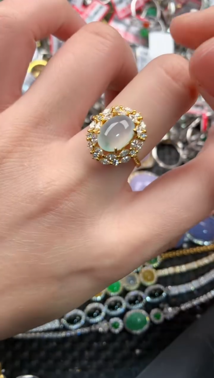 银S925镶嵌戒指翡翠10   1