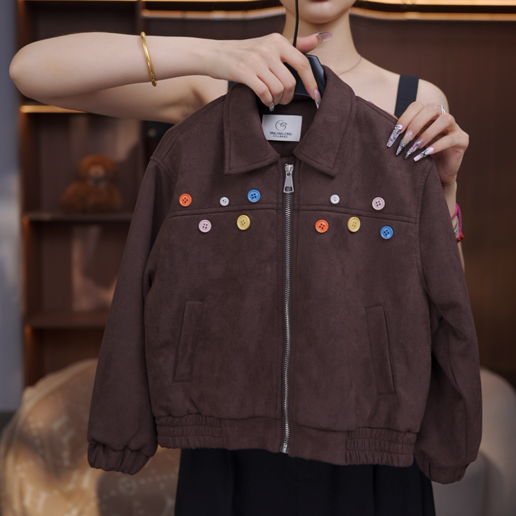 【有木】秋季新品儿童牛仔外套印花机车服复古短款设计款复古外套
