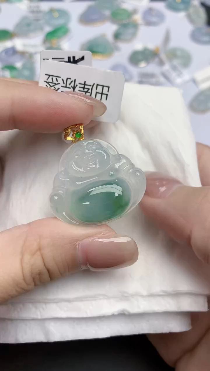 【闪购商品】翡翠颈饰18K金镶嵌天然缅甸翡翠A货