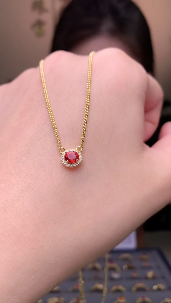 【闪购商品】蓝宝石颈饰银S925镶嵌项链