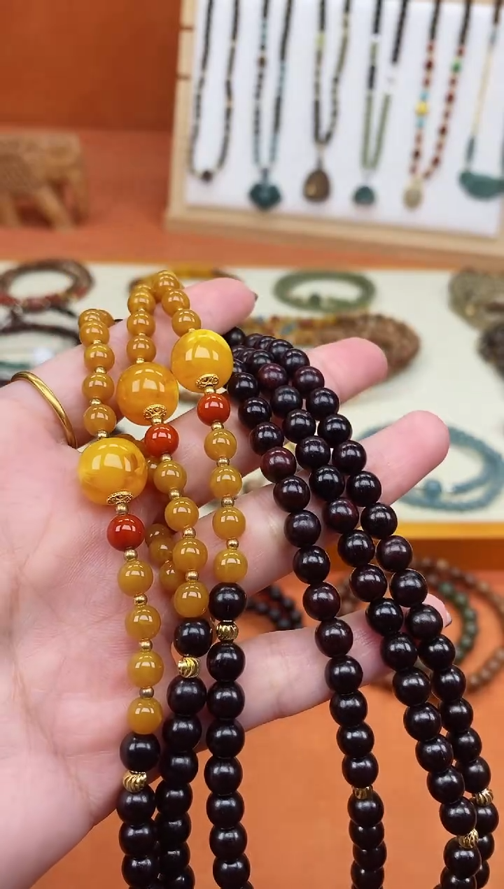 手串檀香紫檀（小叶紫檀）未镶嵌双圈印度小叶紫檀老蜡手串