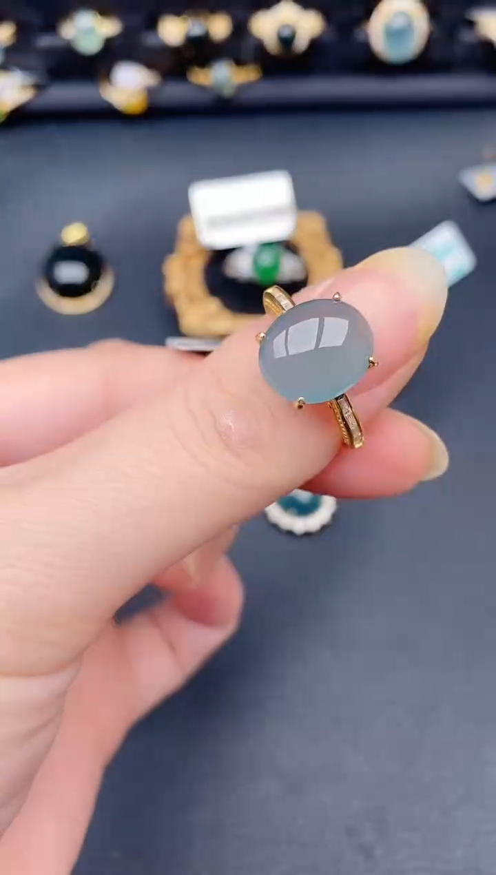 银S925镶嵌戒指翡翠天然a货翡翠328