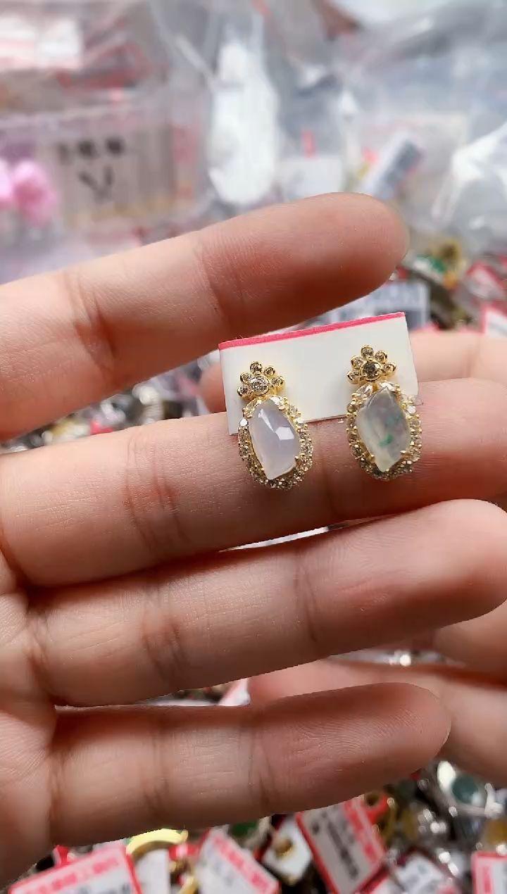 银S925镶嵌戒指翡翠天然A货缅甸翡翠