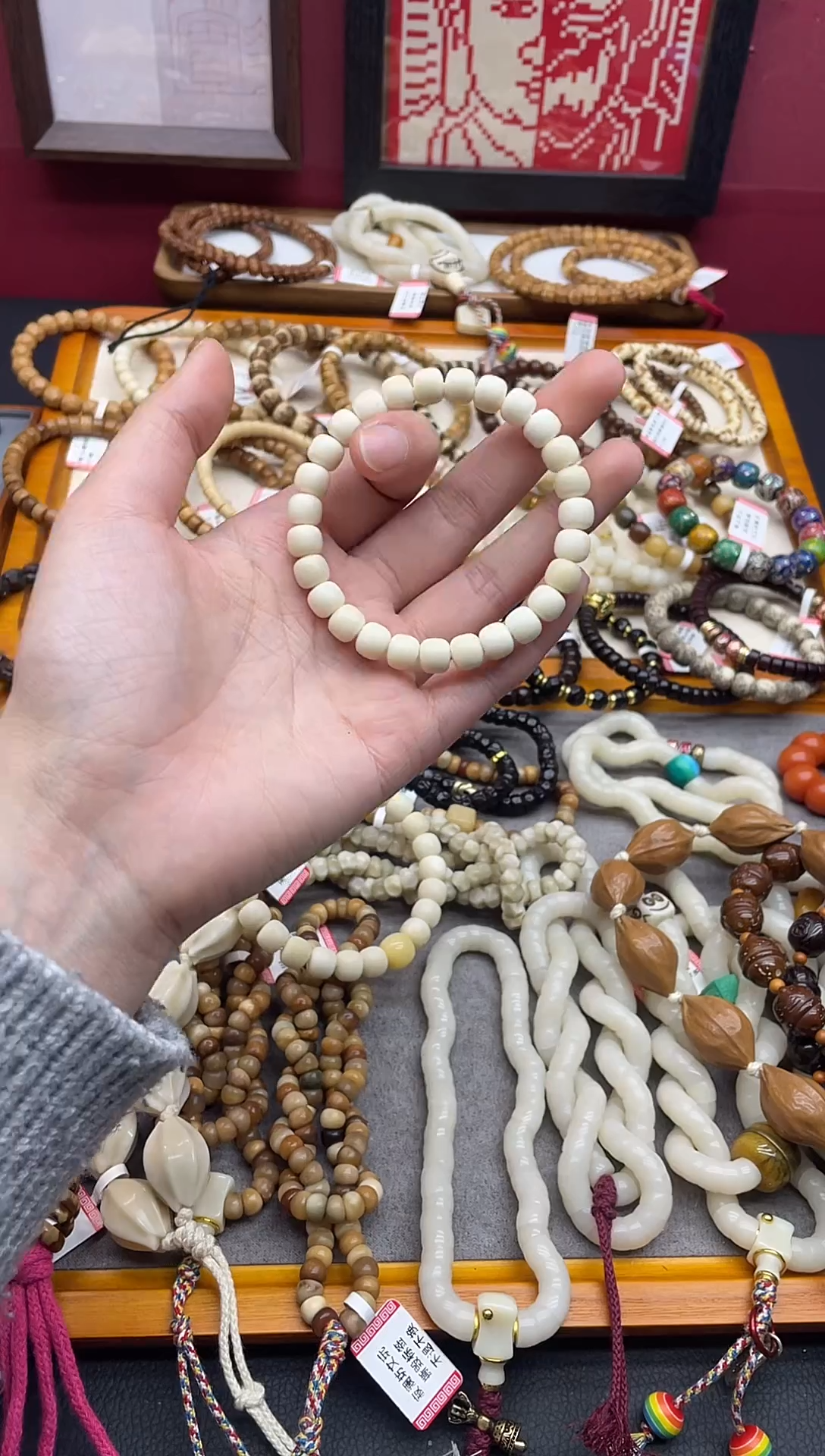 手串白玉菩提白玉菩提8mm老型桶珠手串