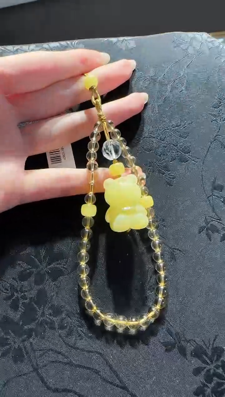 【闪购商品】黄晶手机链未镶嵌黄水晶蜜蜡小熊手机链