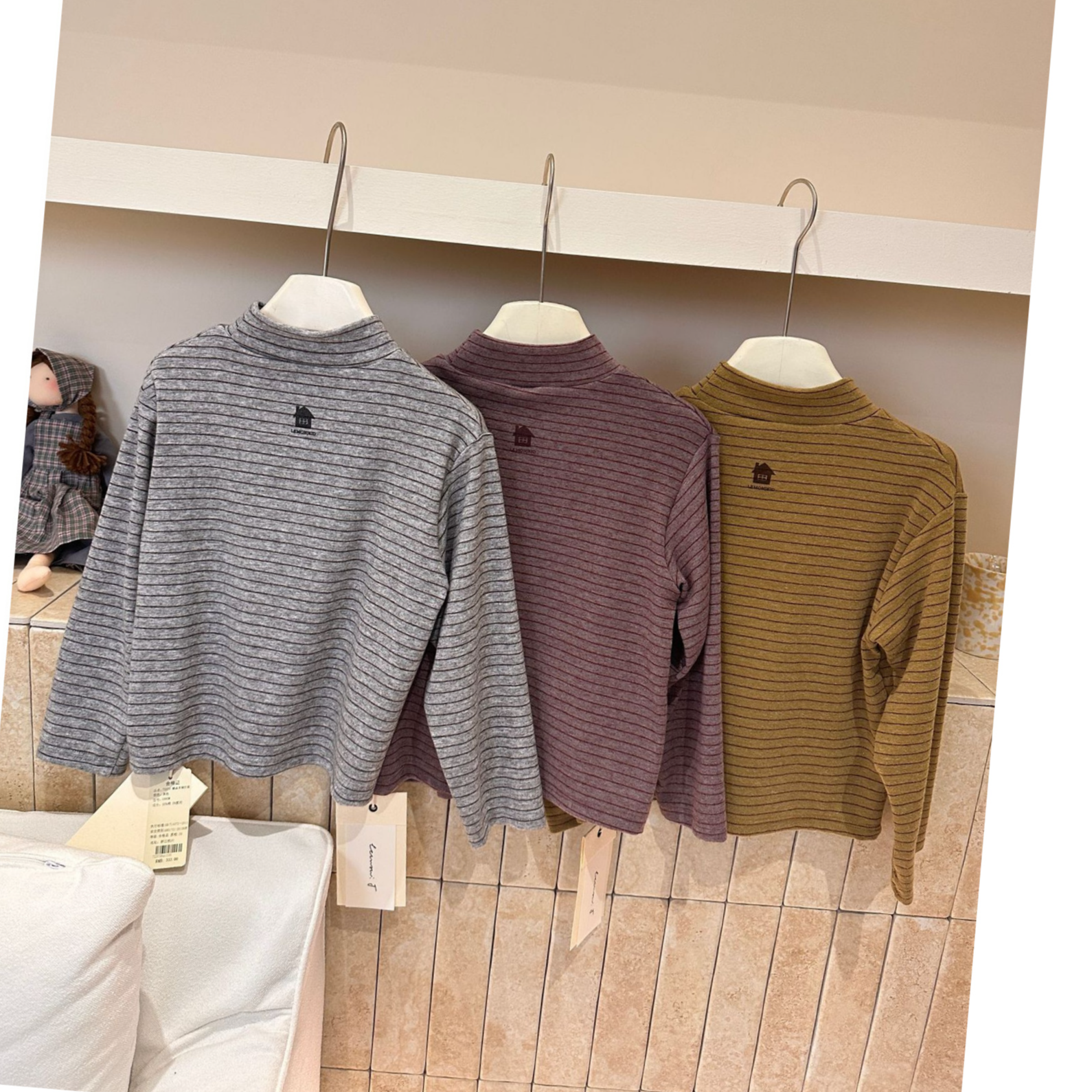 in 爱:nl25冬儿童半高领条纹打底衫男女童韩系百搭洋气上衣72370