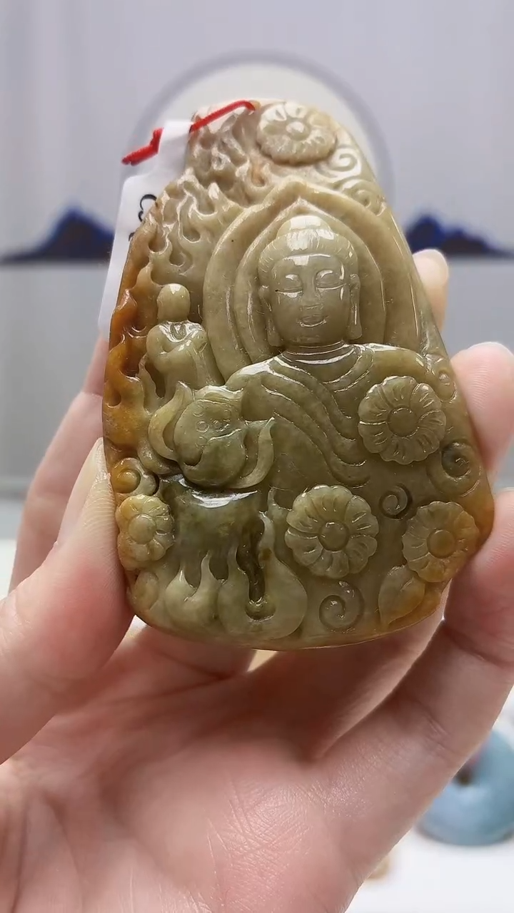 未镶嵌定制翡翠4812zm-毛货挂件21佛观天下