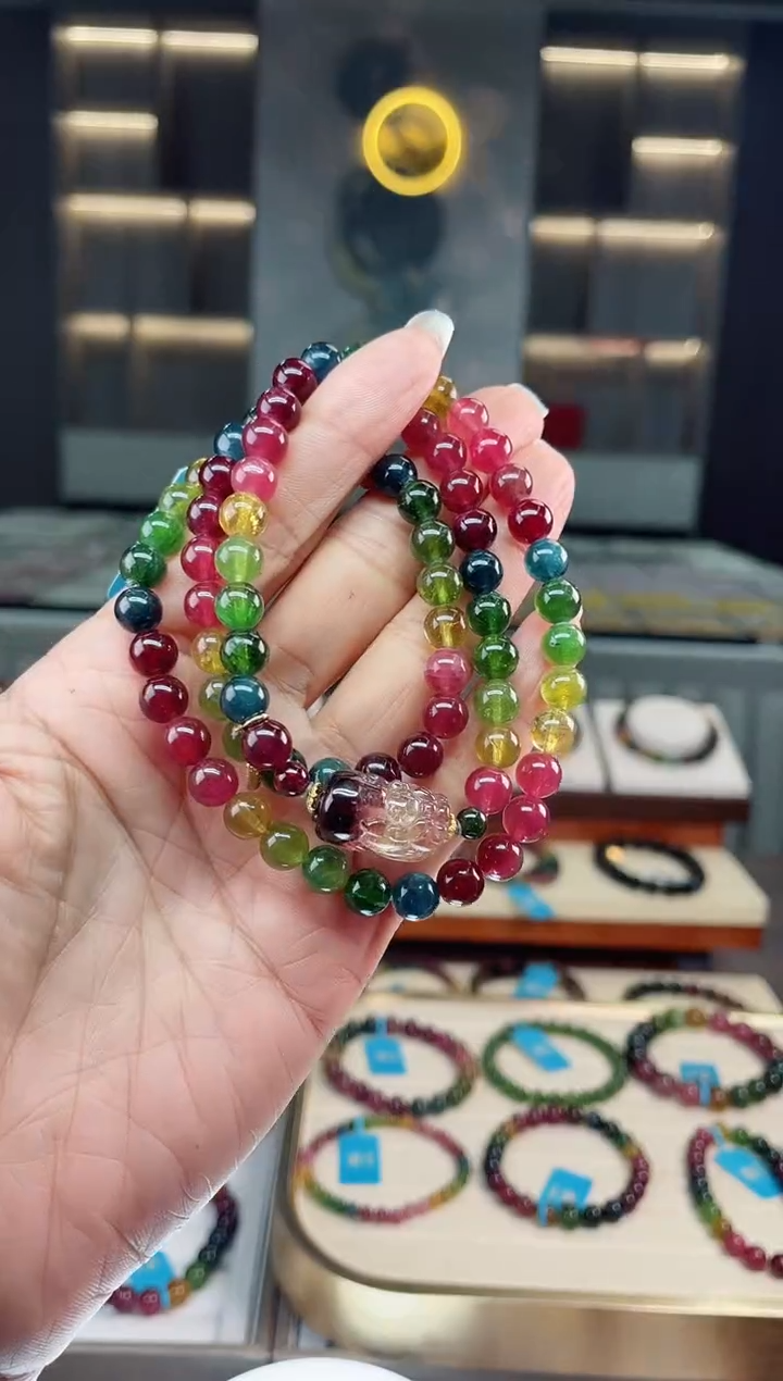 【闪购商品】碧玺三圈手串未镶嵌（多样性发一条）Q