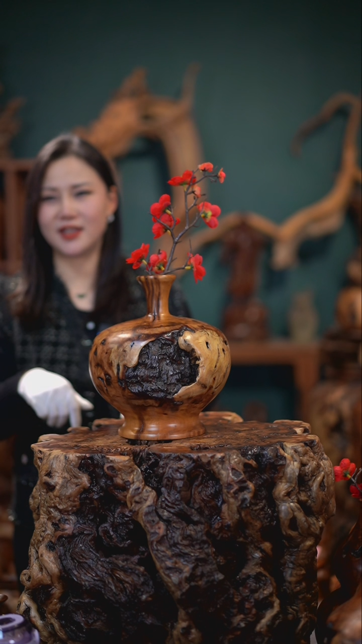 【闪购商品】枣木雷击枣木富贵瓶