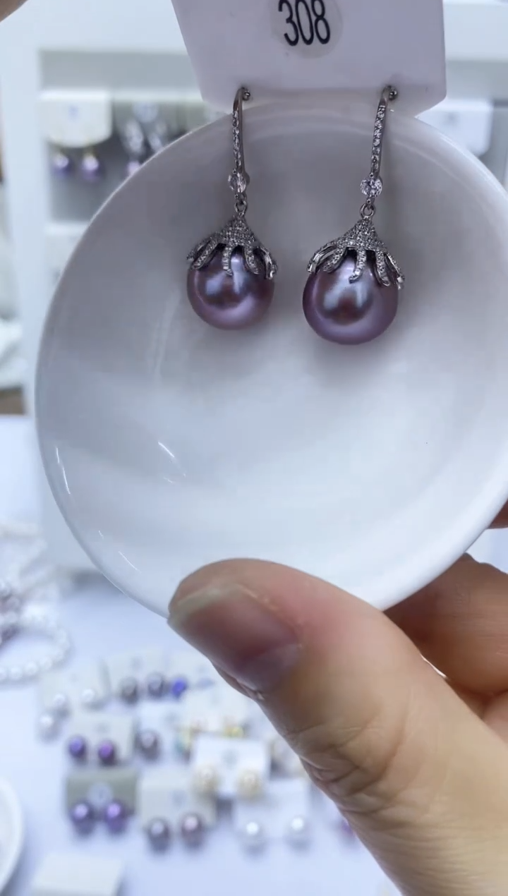 【闪购商品】淡水珍珠耳饰银S925镶嵌308