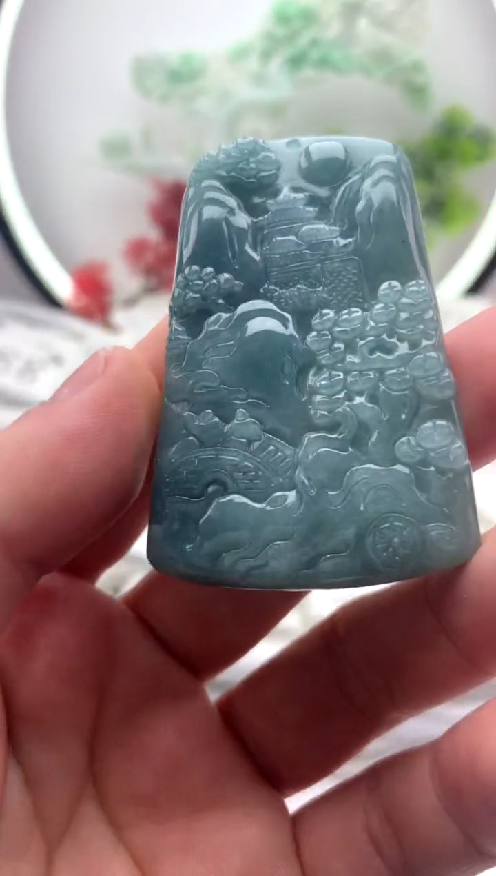 【闪购商品】翡翠颈饰未镶嵌山水【品质一般介意慎拍】