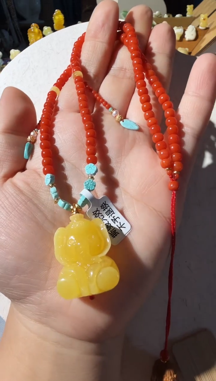 【闪购商品】琥珀项链未镶嵌蜜蜡小象项链