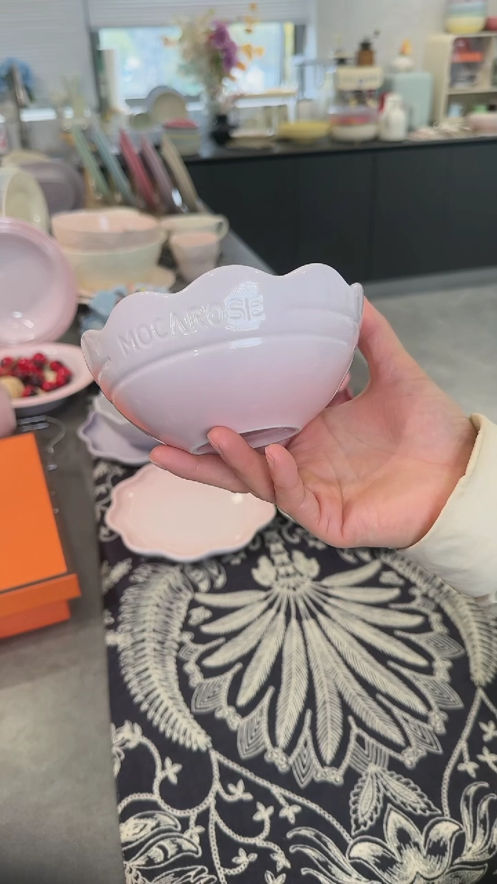 【闪购商品】瓷炻彩花边碗14cm-樱花粉