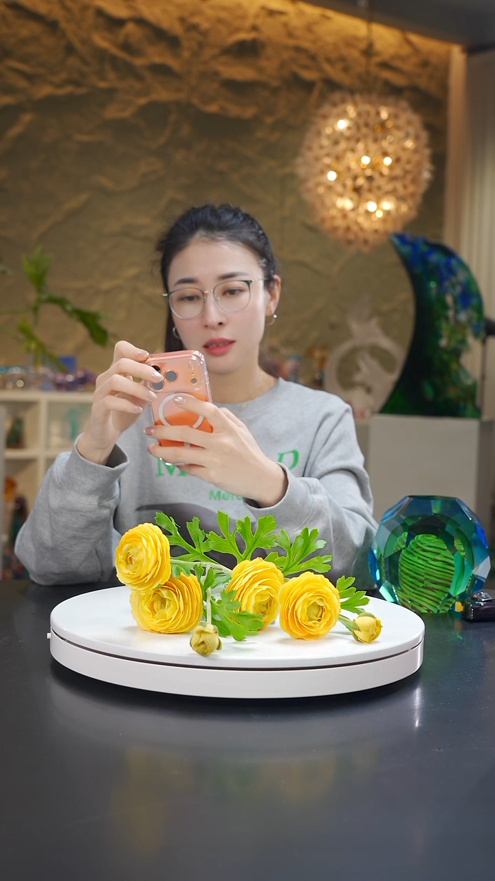 手工艺品琉璃?洋牡丹仿真花黄色2只