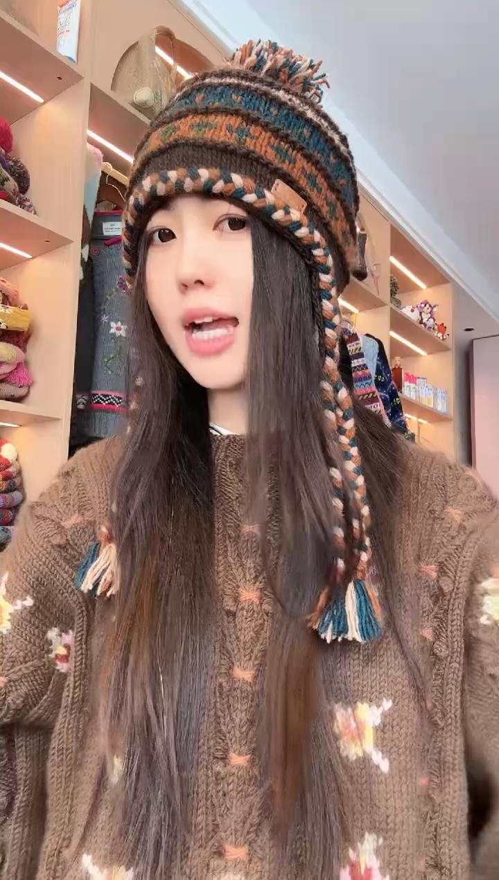 羊毛小辫护耳帽  