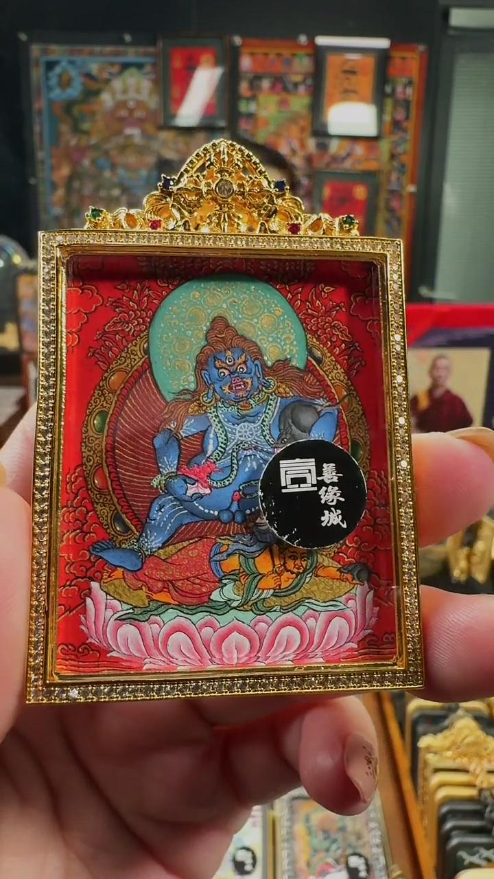 吊坠 壹善缘城手绘唐卡黑C