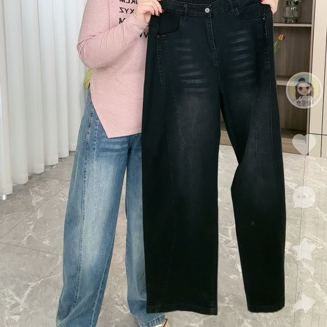 8166春款设计感窄版阔腿牛仔裤