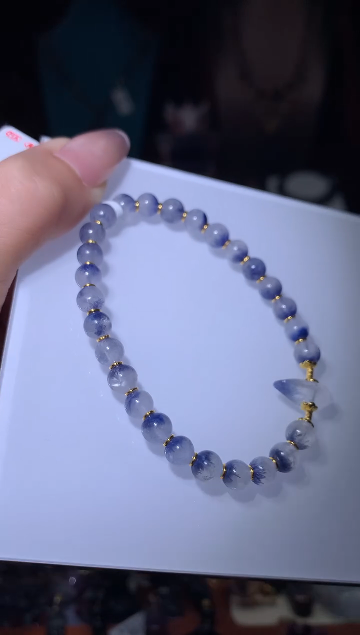 未镶嵌颈饰水晶蓝线石手串