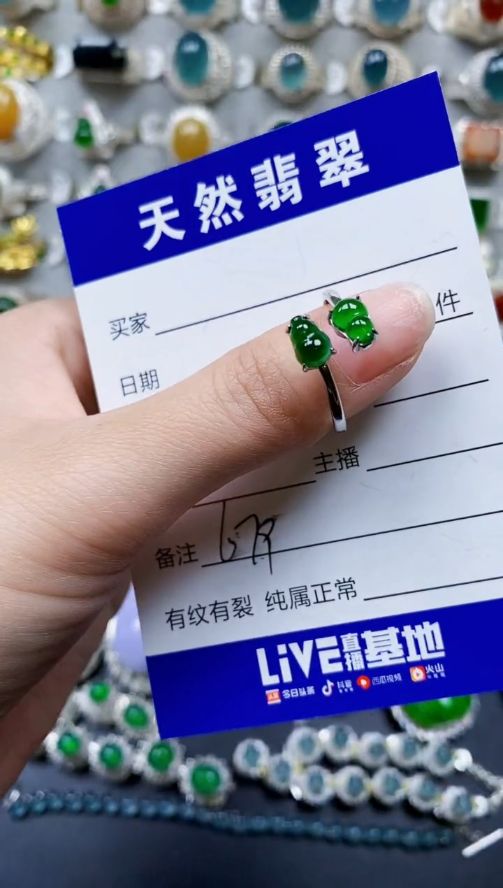 【闪购商品】翡翠银S925镶嵌戒指0679