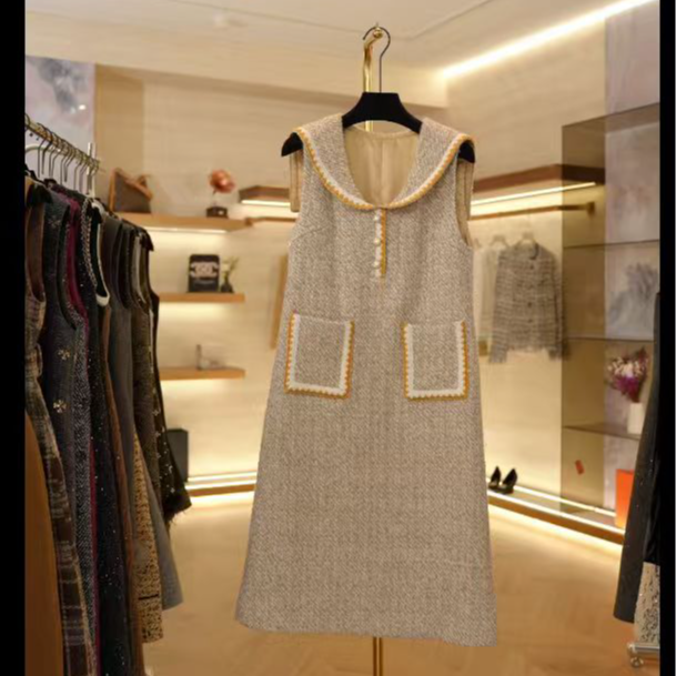 【零】复高级感气质名媛减龄显瘦宽松休闲直筒裙连衣裙Z254-139