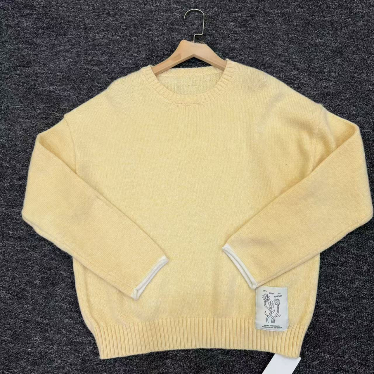 Y544【简一一专属】黄色休闲圆领时尚百搭长袖针织衫