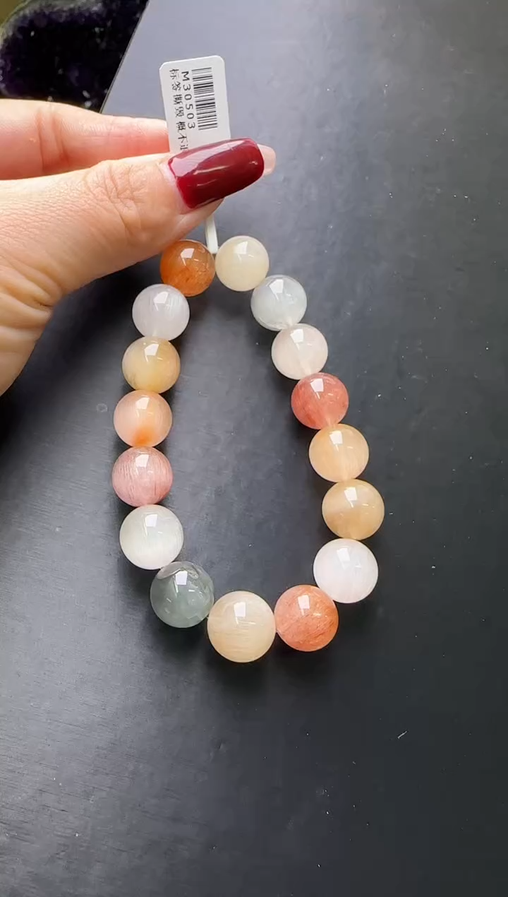 【闪购商品】水晶手串未镶嵌彩兔毛手串12m+ M30503