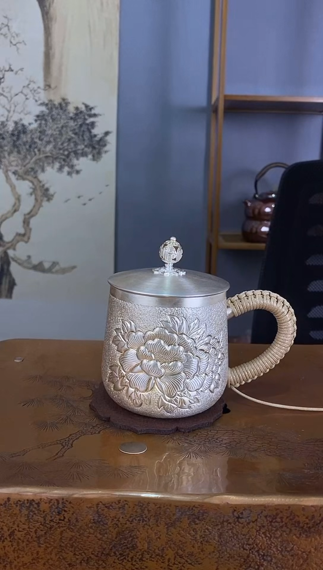 不二银工牡丹马克杯245g300ml