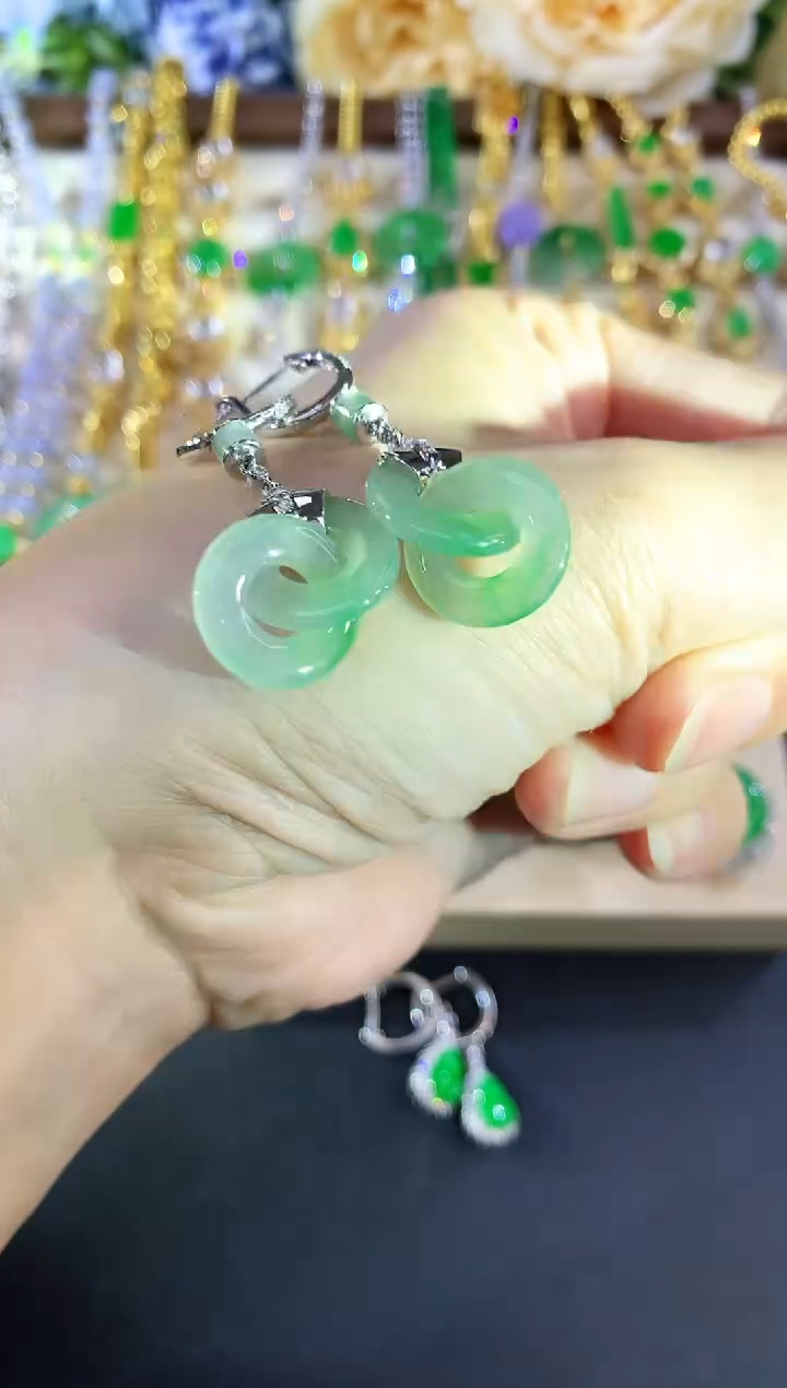 18K金镶嵌翡翠耳饰164|4980