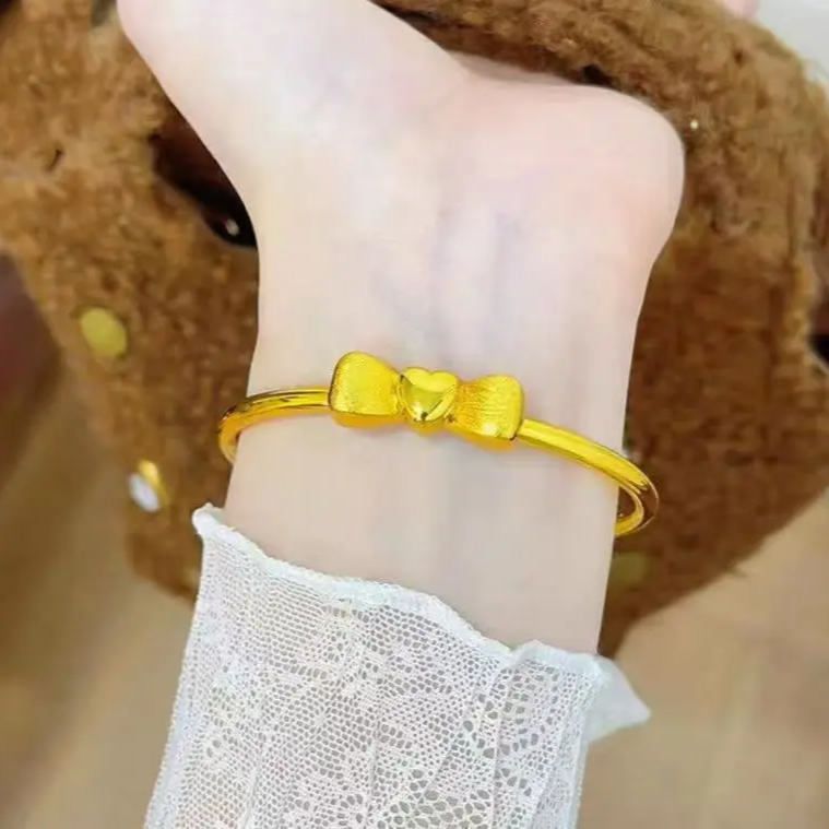 BY179 拉丝爱心蝴蝶结开口手镯