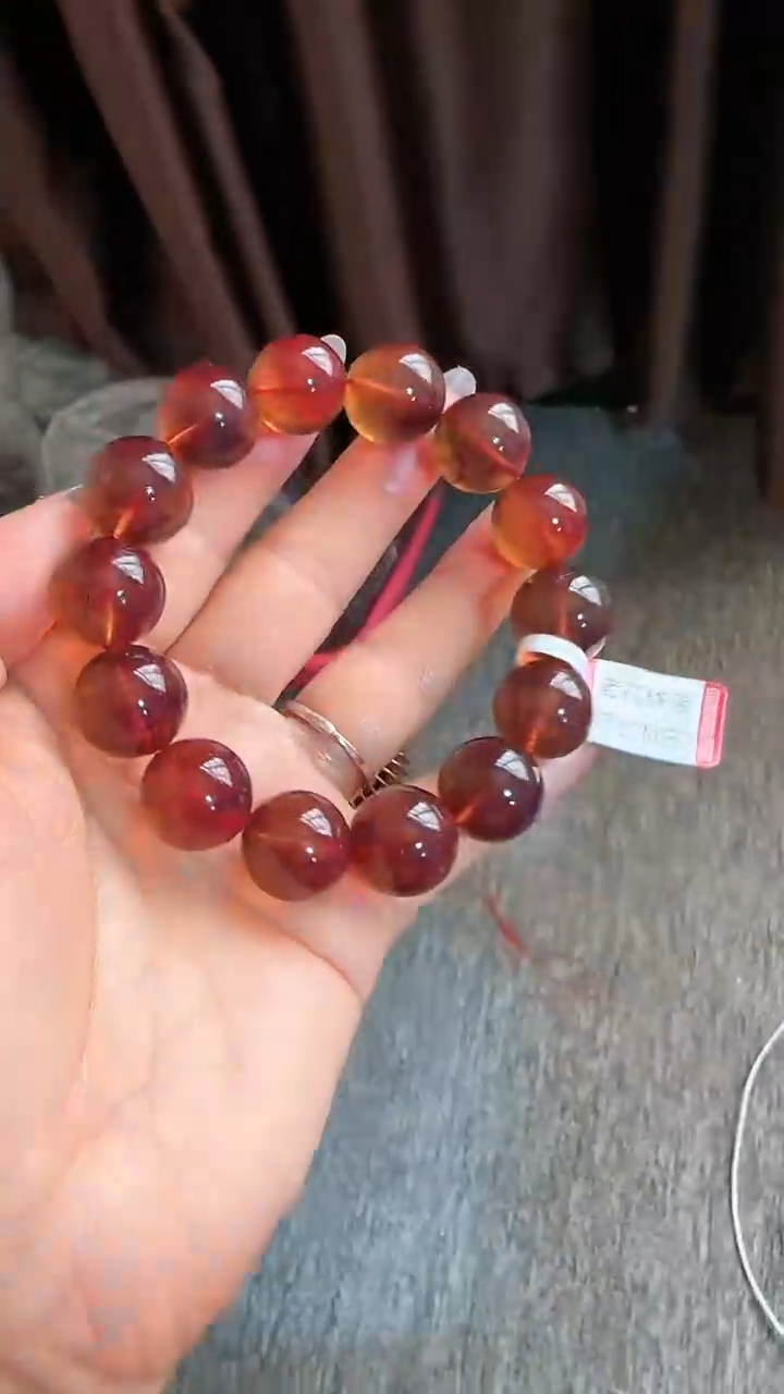【闪购商品】琥珀手链未镶嵌规格16血紫红蜜手串#38