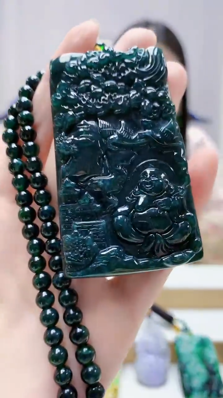 未镶嵌定制翡翠4812zm-毛货赠珠链山水佛公31