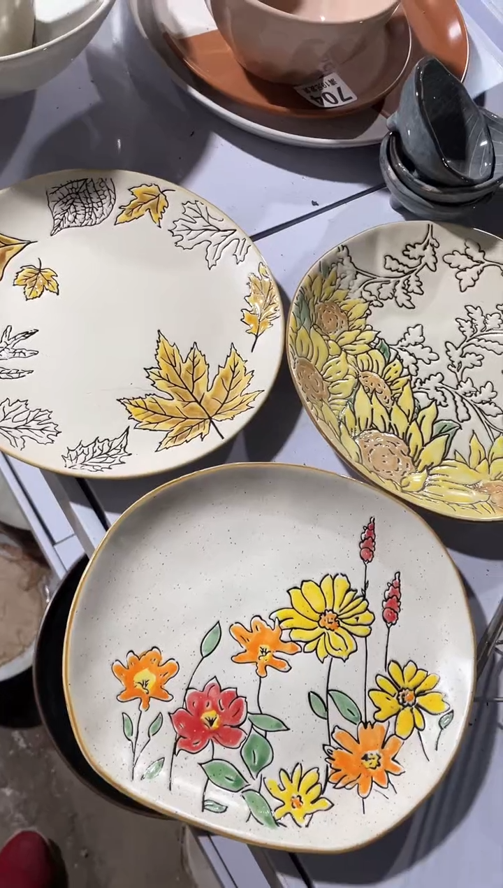 【闪购商品】碗微瑕（3个装）手绘盘子套装