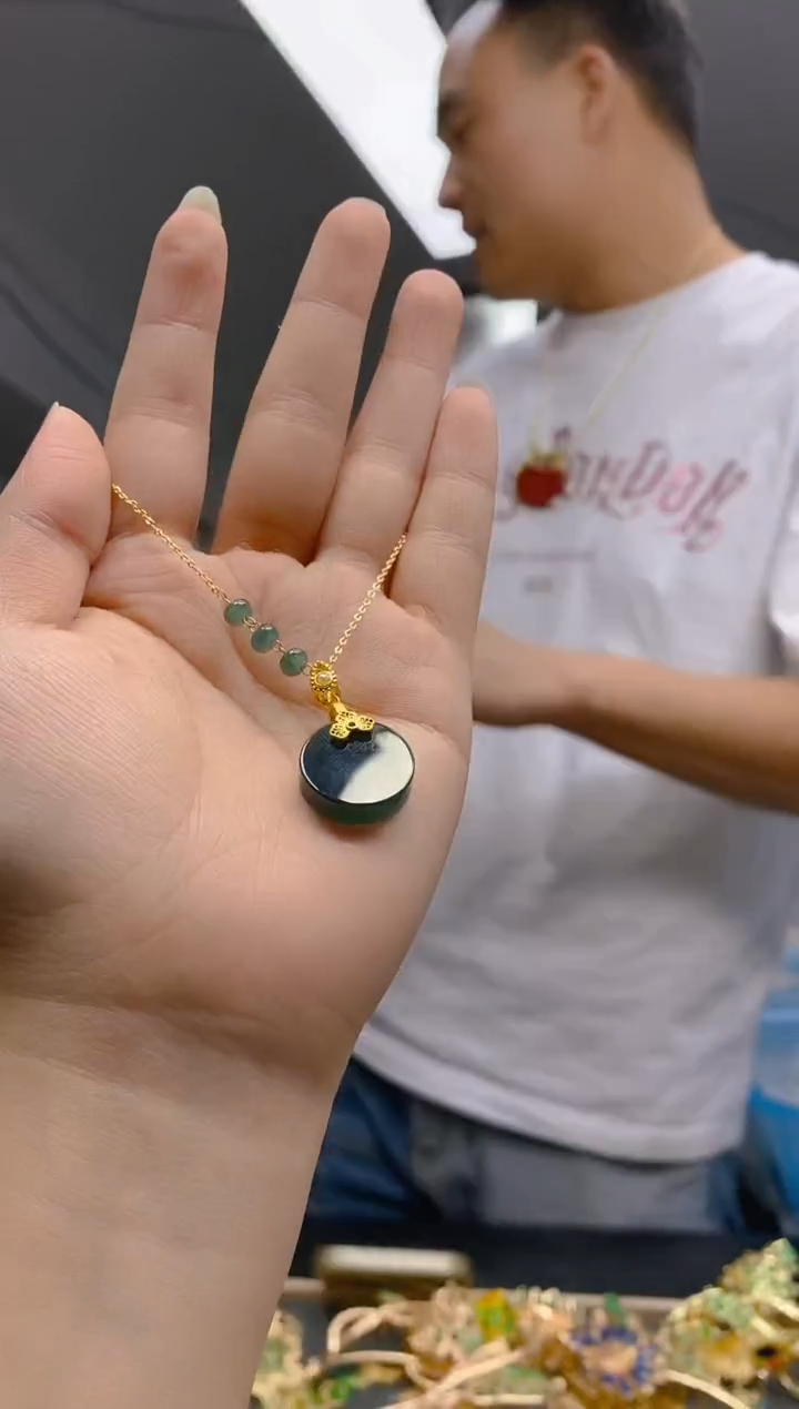 翡翠合金耳饰0466翡翠锁骨链