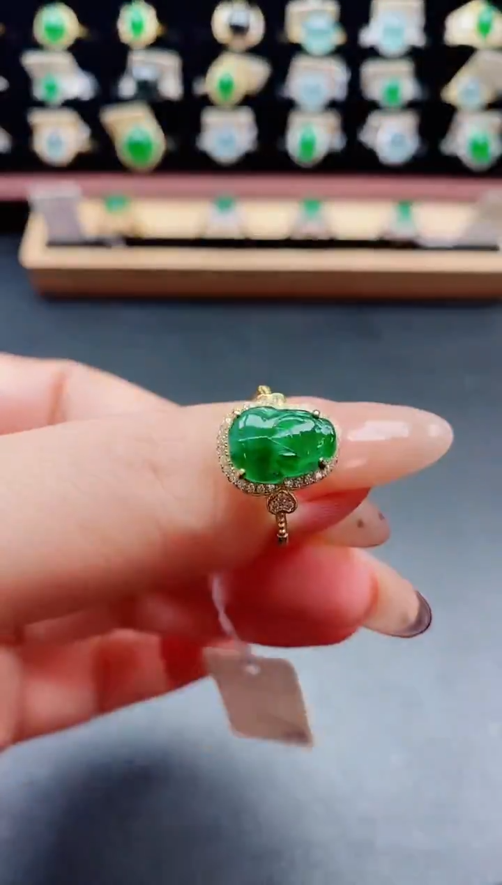 银S925镶嵌戒指翡翠1