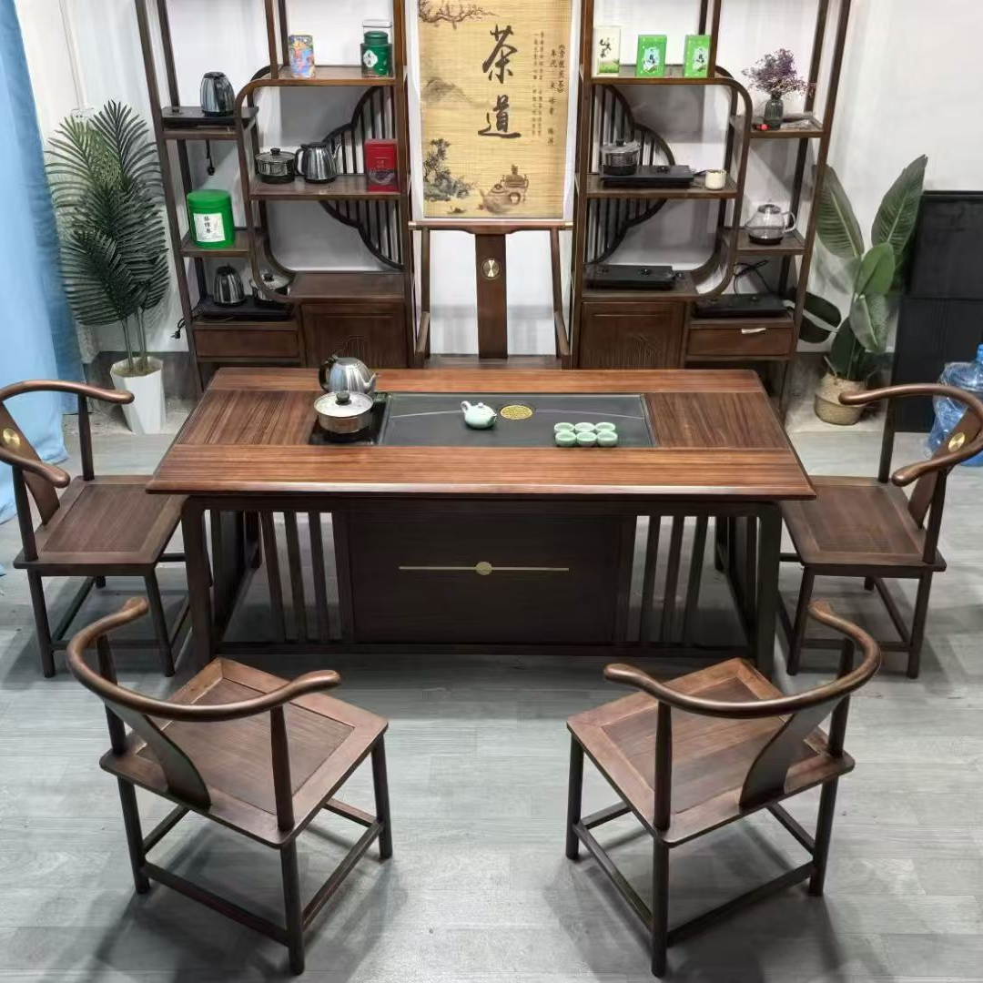 金鸾高档全实木茶桌椅组合禅意茶台办公室功夫客厅茶室实木家具