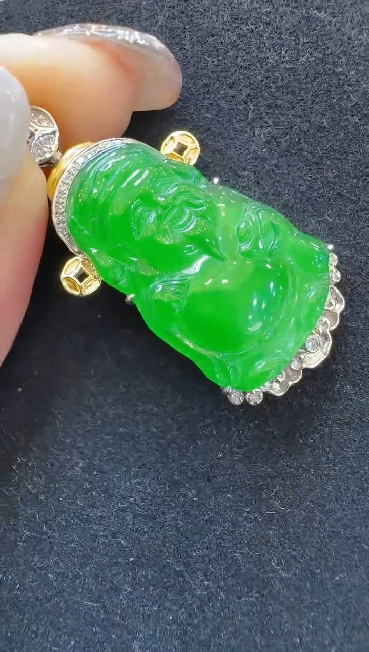 翡翠18K金镶嵌吊坠(不含链)多样性团购发一件