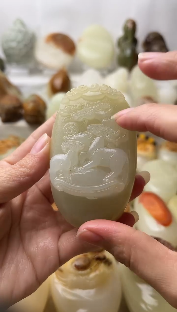 石材古青石棉纹正常不退换三羊开泰
