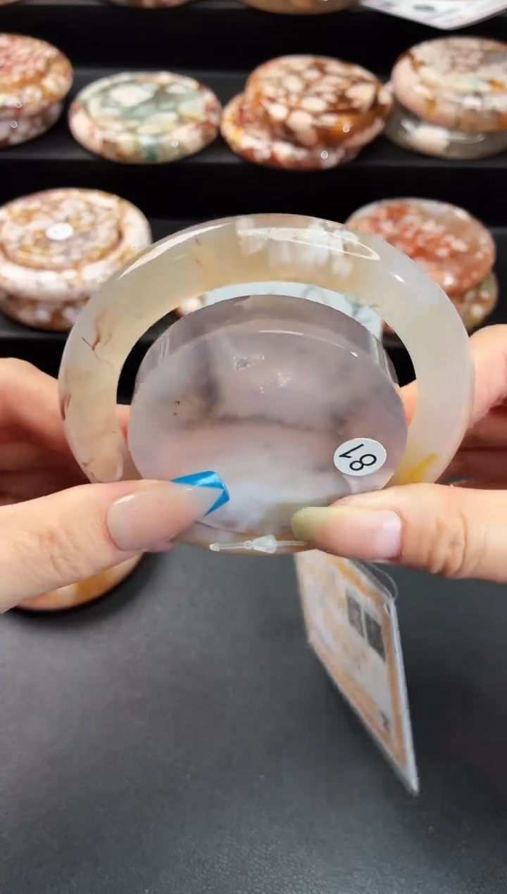 手镯玛瑙/玉髓未镶嵌石英质玉58圈57/58带(赠送镯心)