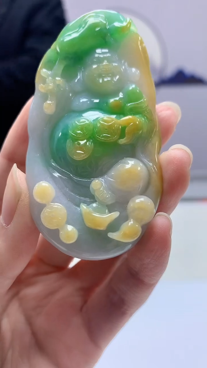 【闪购商品】定制翡翠未镶嵌4969zm-毛货挂件佛公190
