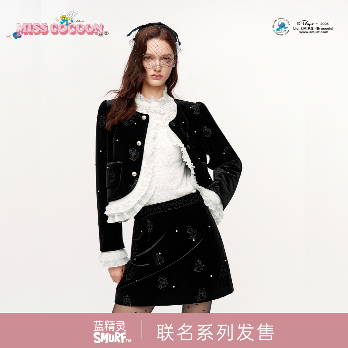 MISSCOCOON×蓝精灵冬千金风丝绒套装0154