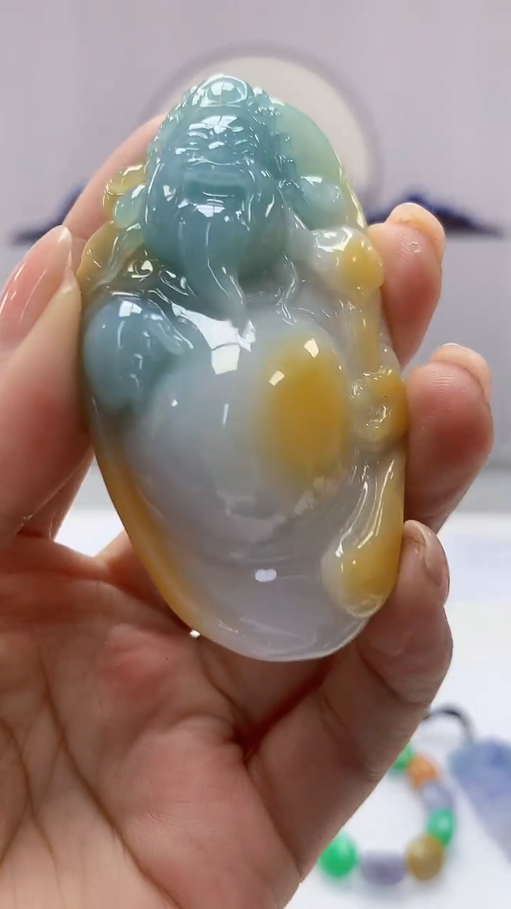 【闪购商品】定制翡翠未镶嵌4902ms-毛货79财神