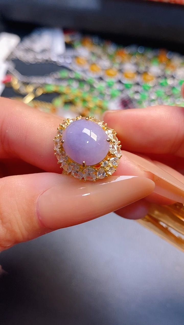 银S925镶嵌戒指翡翠木**?天然